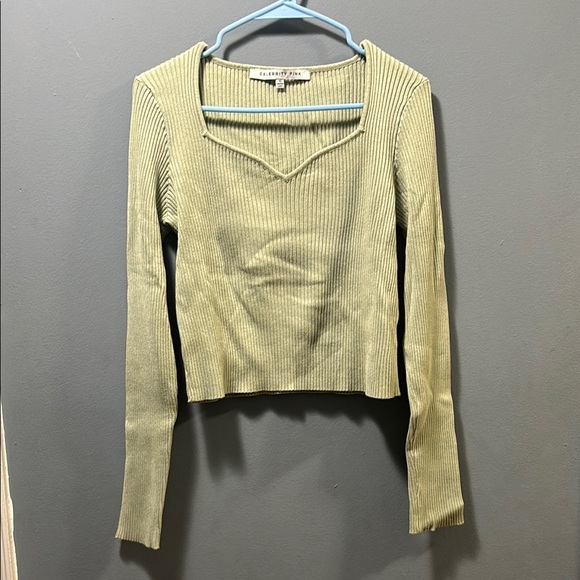 Light Green Ribbed Long Sleeve Top - Picture 1 of 2